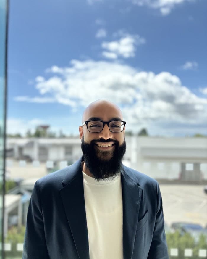 Tej Arora, Canadian novelist based in Surrey, British Columbia, photographed outdoors